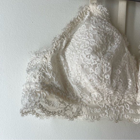 Aerie Ivory Lace Bralette XL | Racerback Padded Longline Lace Bra Lingerie Top - Picture 6 of 6